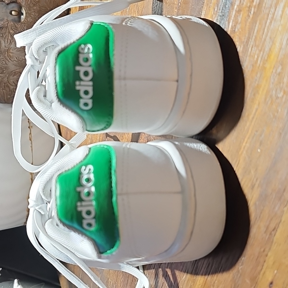 adidas White Sneakers With Green